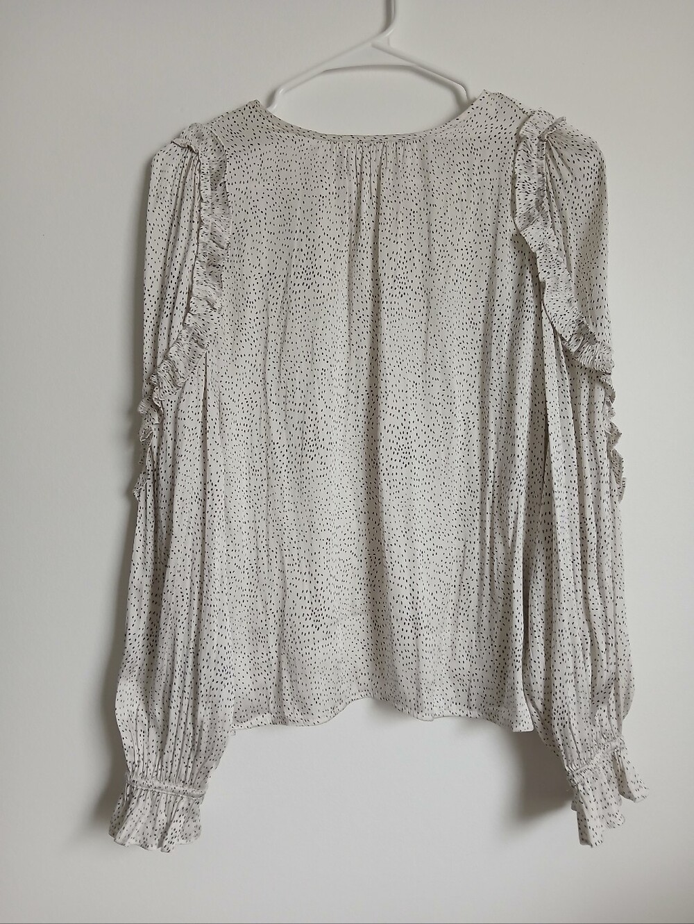 Loft Blouse Ruffle Sleeves Keyhole Back Size XS White Black